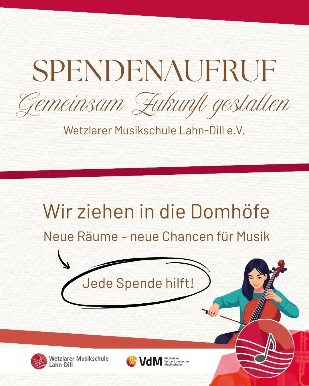 Spendenaufruf Wetzlarer Musikschule Lahn-Dill 2025 Gemeinsam Zukunft gestalten
